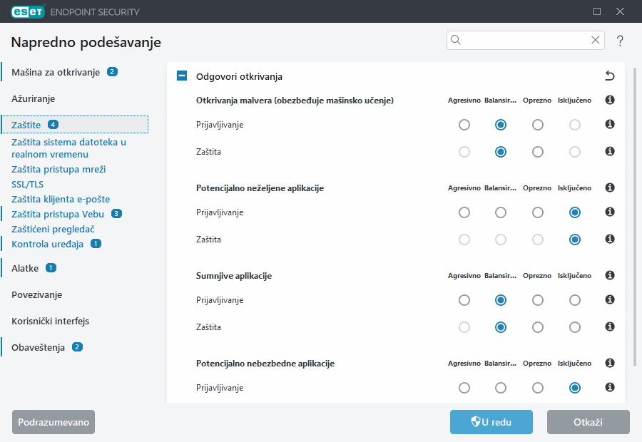Napredno podešavanje
