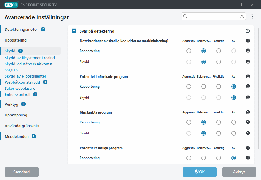 Avancerade inställningar