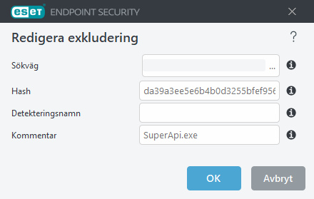 Redigera exkluderingshash