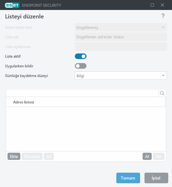 URL listesi yönetimi