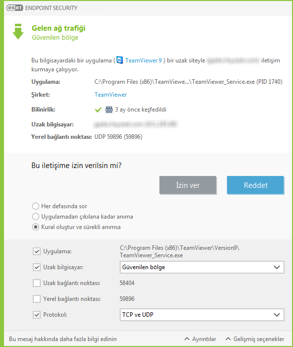 Gelen ağ trafiği bildirimi