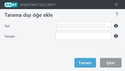 Tarama dışı öğe ekle