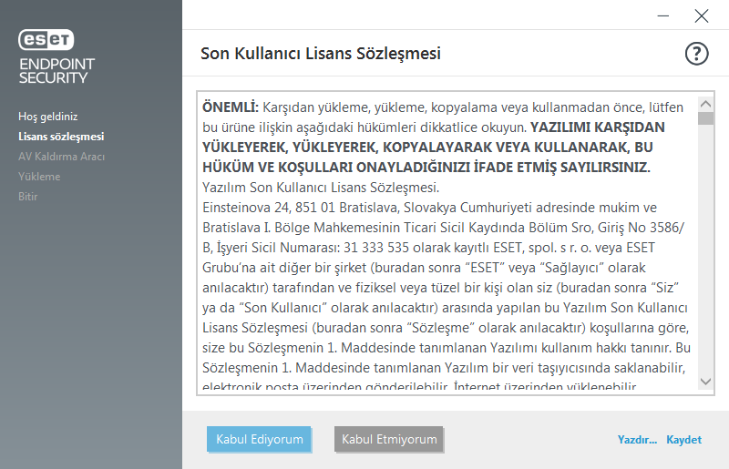 Son Kullanıcı Lisans Sözleşmesi