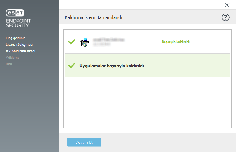 Kaldırma işlemi tamamlandı