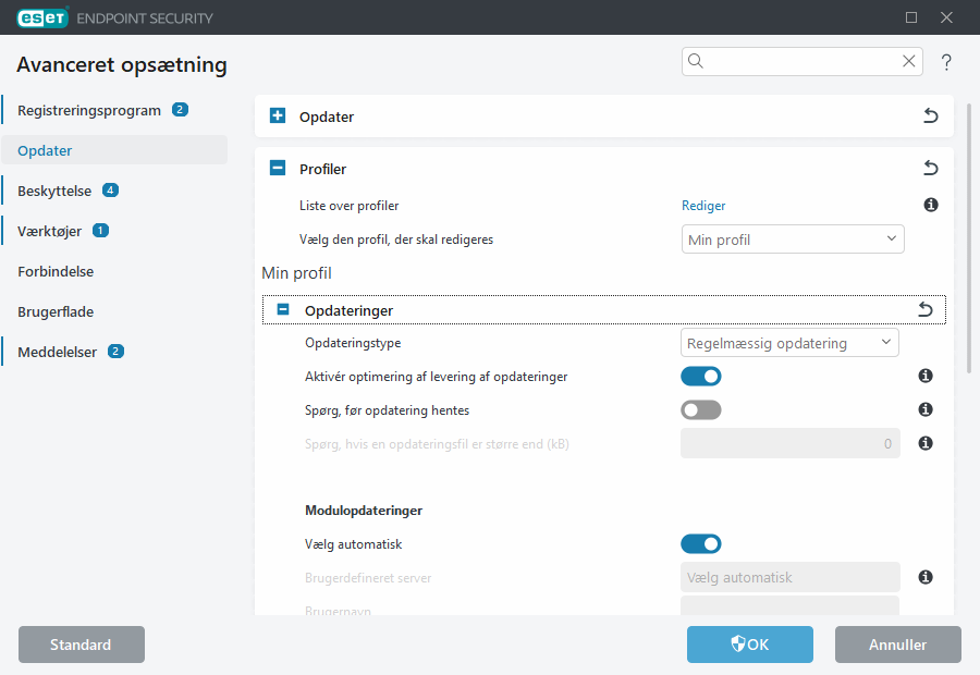 Avanceret opsætning af opdateringsspejl Avanceret opsætning af opdateringsspejl