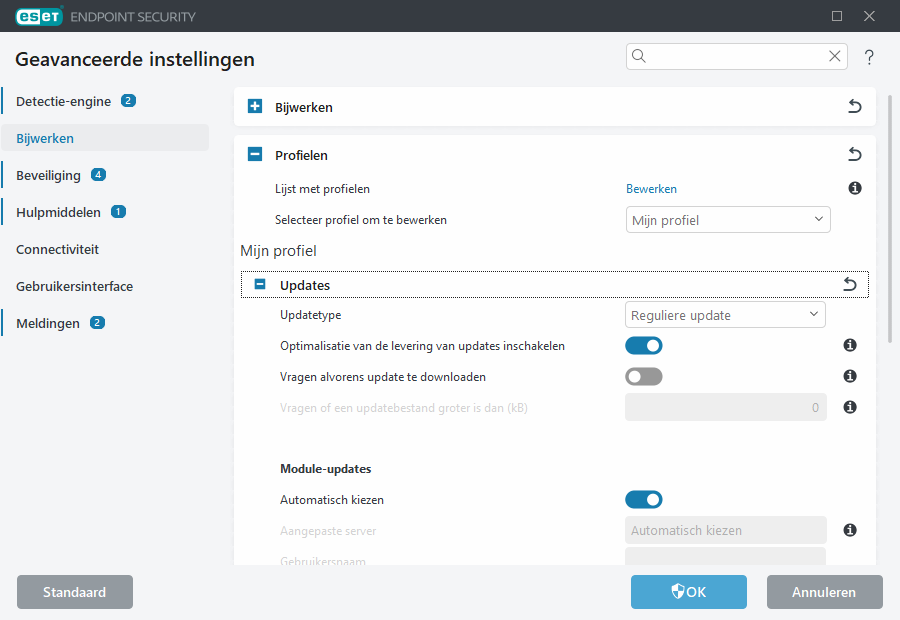 Geavanceerde instellingen voor mirror voor updates Geavanceerde instellingen voor mirror voor updates