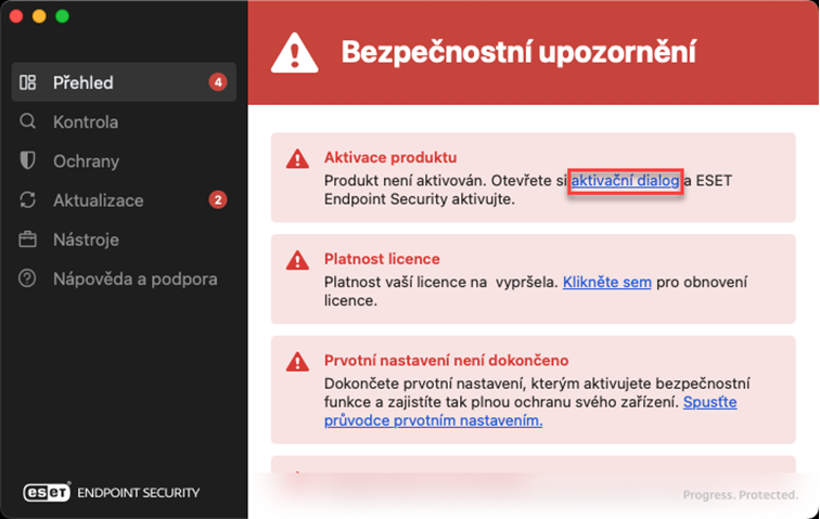 Přehled aplikace ESET Endpoint Security