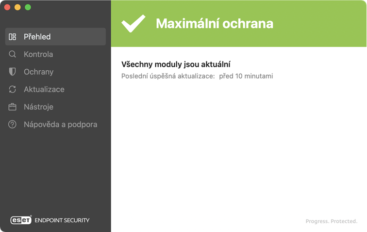 Stavová obrazovka ESET Endpoint Security Stavová obrazovka ESET Endpoint Security