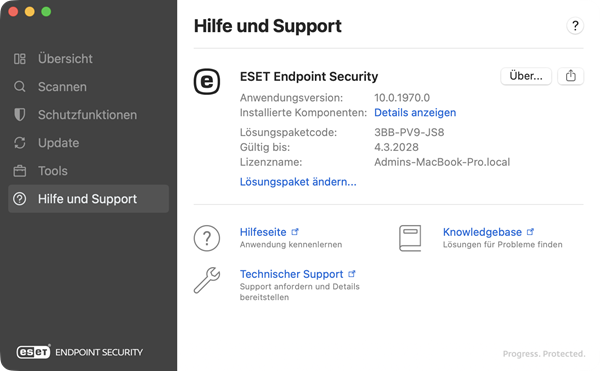 Hilfe- und Supportinformationen