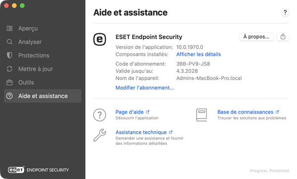 Informations d'aide et d'assistance