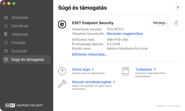 Súgó és támogatási információk Súgó és támogatási információk