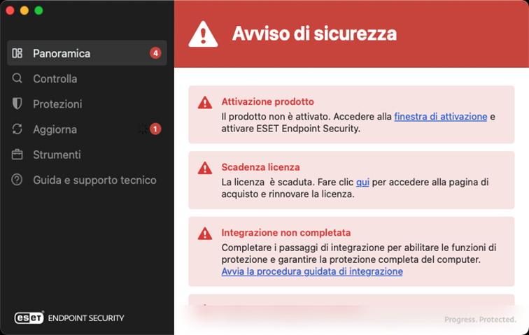 Panoramica dell’app ESET Endpoint Security