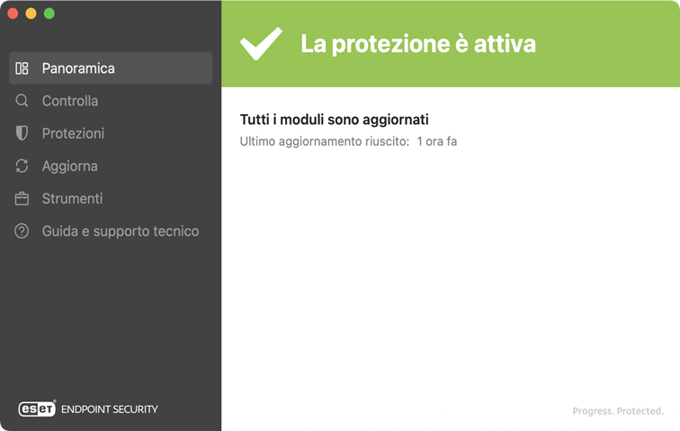 Schermata di stato di ESET Endpoint Security