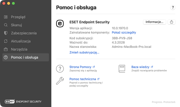 Informacje dotyczące pomocy i obsługi