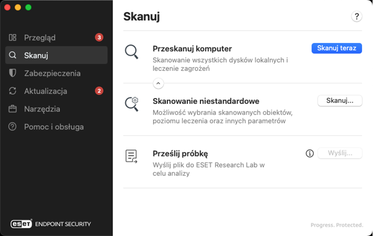 ESET Endpoint Security Opcje skanowania