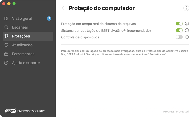 Proteção do computador Proteção do computador