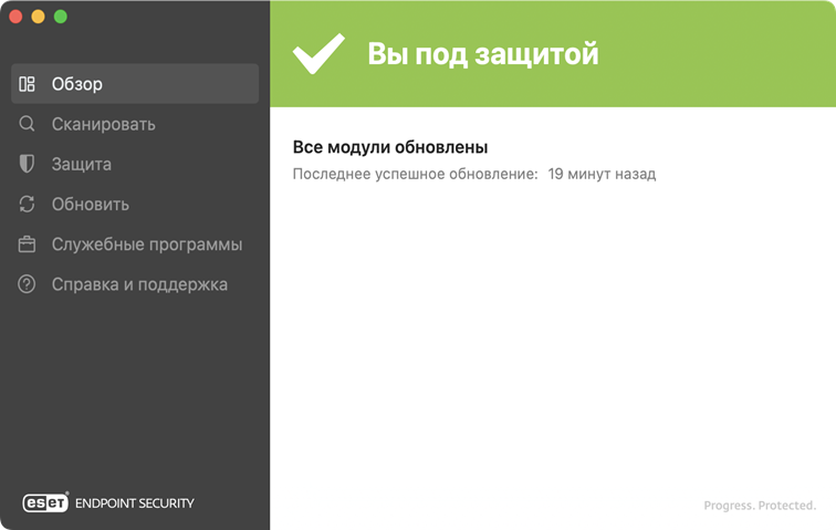 Экран состояния ESET Endpoint Security Экран состояния ESET Endpoint Security