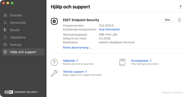 Information om hjälp och support Information om hjälp och support