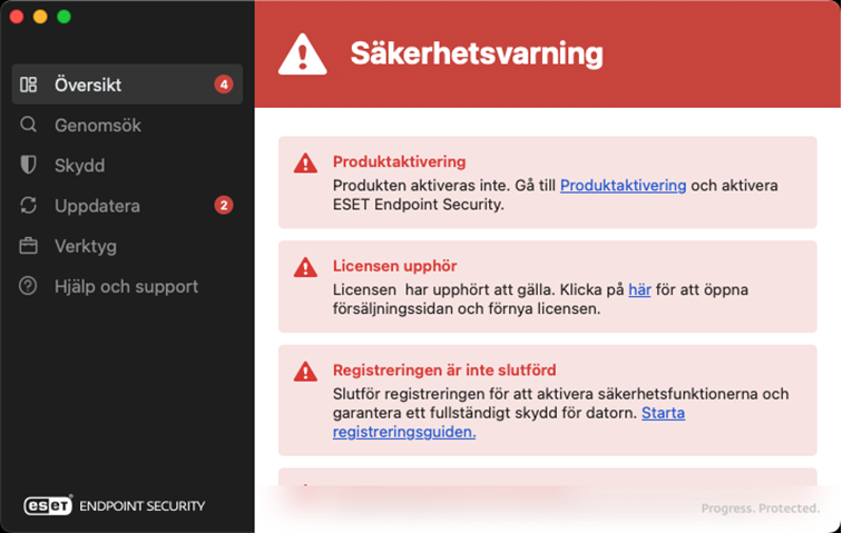 Översikt av ESET Endpoint Security-appen Översikt av ESET Endpoint Security-appen
