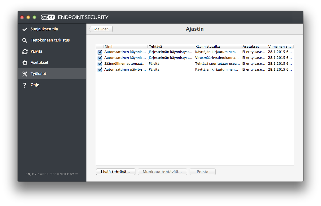 ESET Endpoint Security. Служебные программы для Macos. Планировщик MAXPATROL. Главное меню программы MAXPATROL. Endpoint address