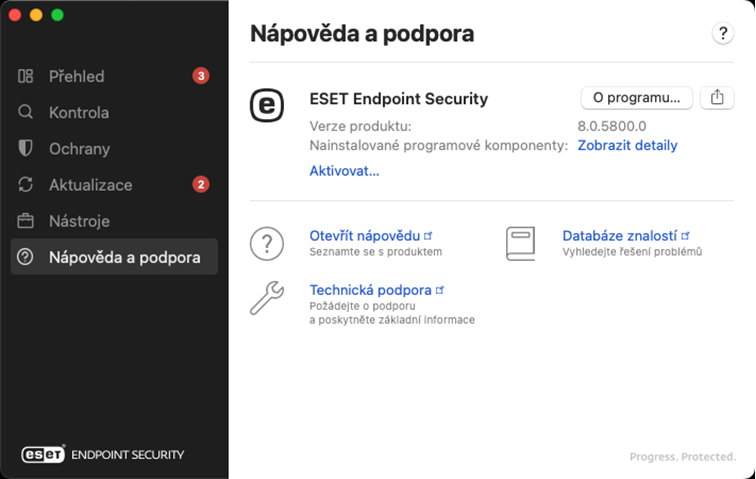 Nápověda a podpora