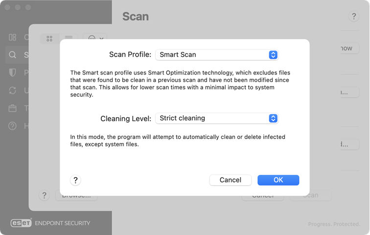 Scan profile and cleaning level