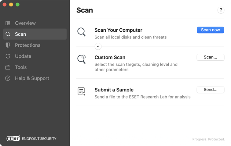 ESET Endpoint Security scan options