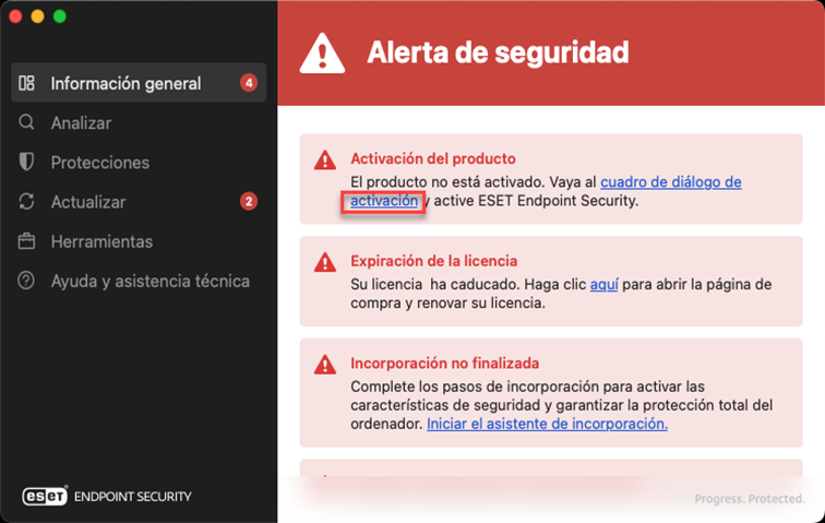 Descripción general de la aplicación ESET Endpoint Security