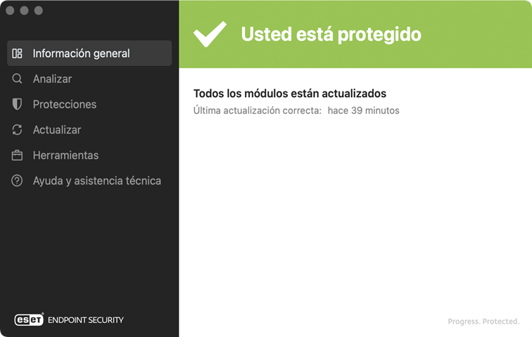Pantalla de estado de ESET Endpoint Security