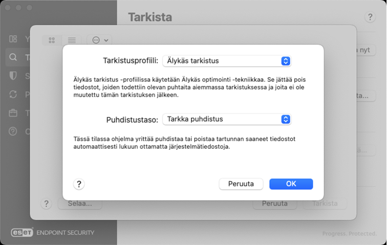 Tarkistusprofiili ja puhdistustaso Tarkistusprofiili ja puhdistustaso