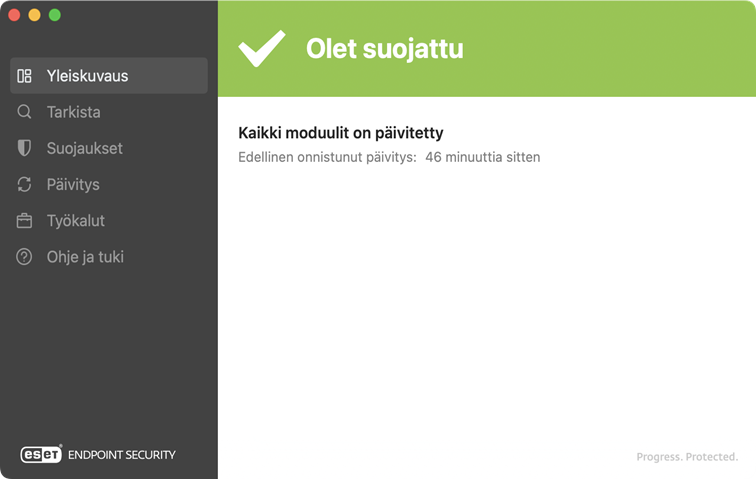 Tuotteen ESET Endpoint Security tilanäyttö Tuotteen ESET Endpoint Security tilanäyttö