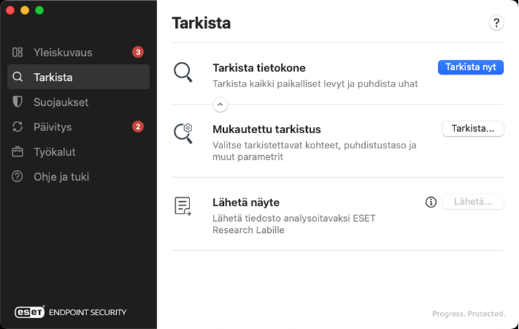ESET Endpoint Security Tarkistusasetukset ESET Endpoint Security Tarkistusasetukset