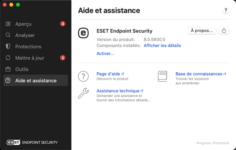 Informations d'aide et d'assistance