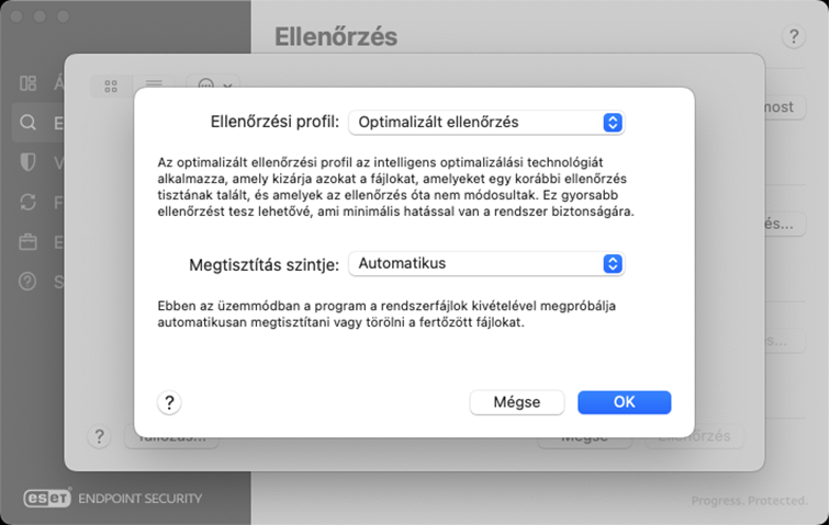 Ellenőrzési profil és megtisztítási szint