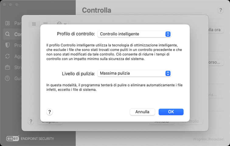 Profilo di controllo e livello di pulizia