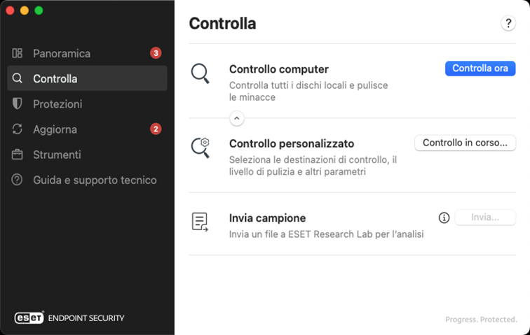 ESET Endpoint Security opzioni di controllo
