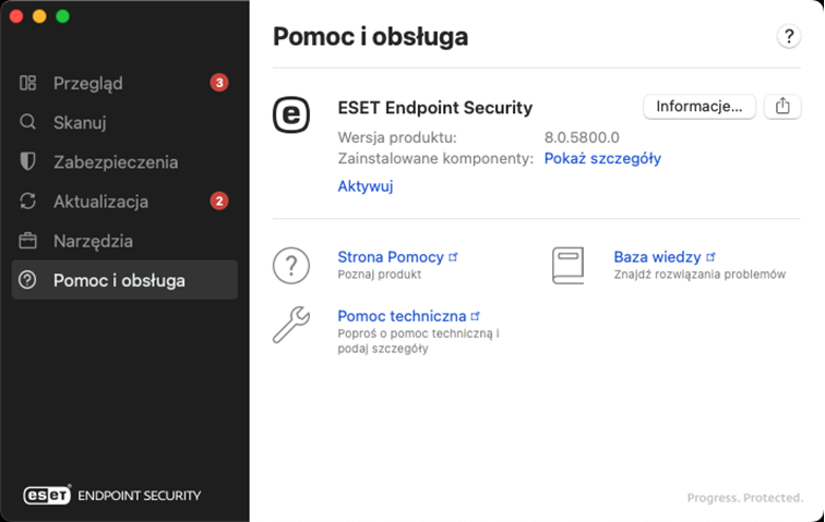Informacje dotyczące pomocy i obsługi