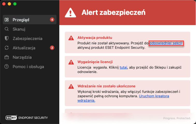 Przegląd aplikacji ESET Endpoint Security