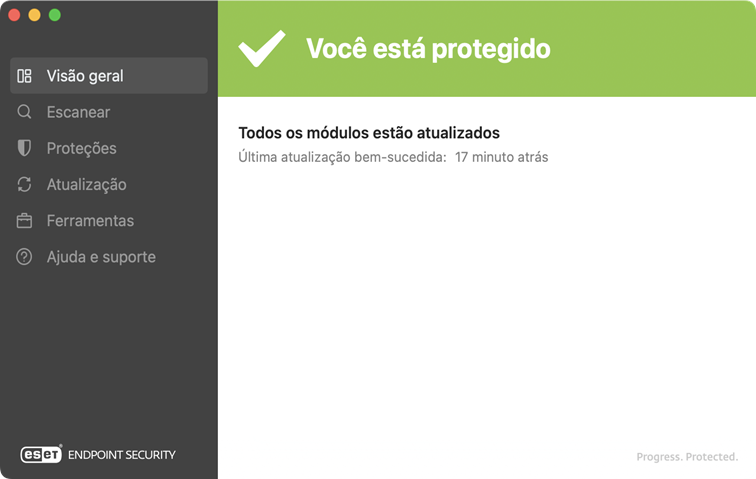 Tela de status do ESET Endpoint Security
