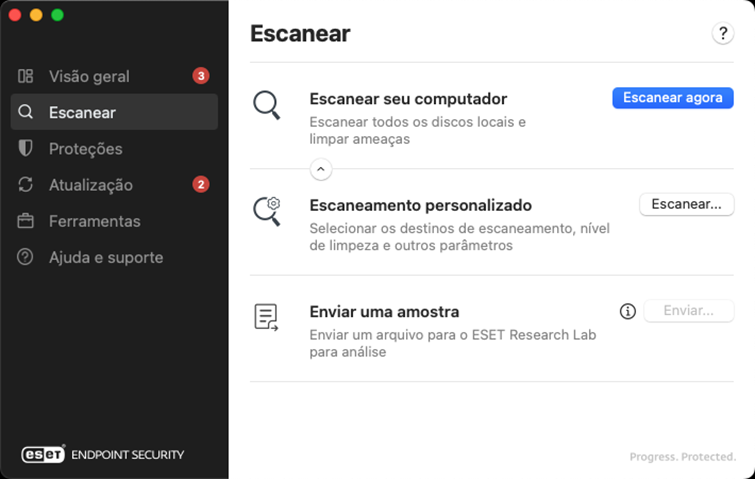 ESET Endpoint Security Opções de escaneamento