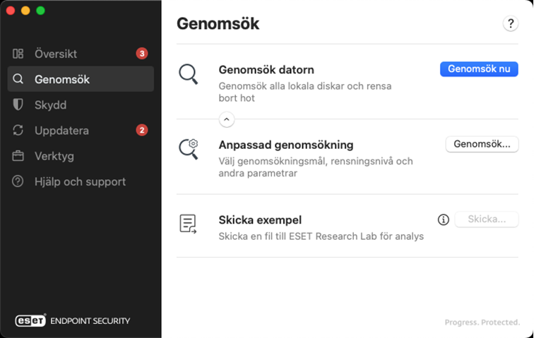ESET Endpoint Security Genomsökningsalternativ