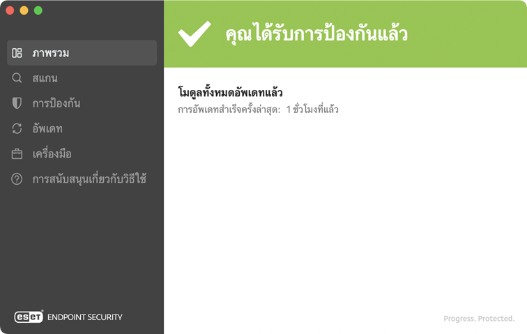 หน้าจอสถานะของ ESET Endpoint Security