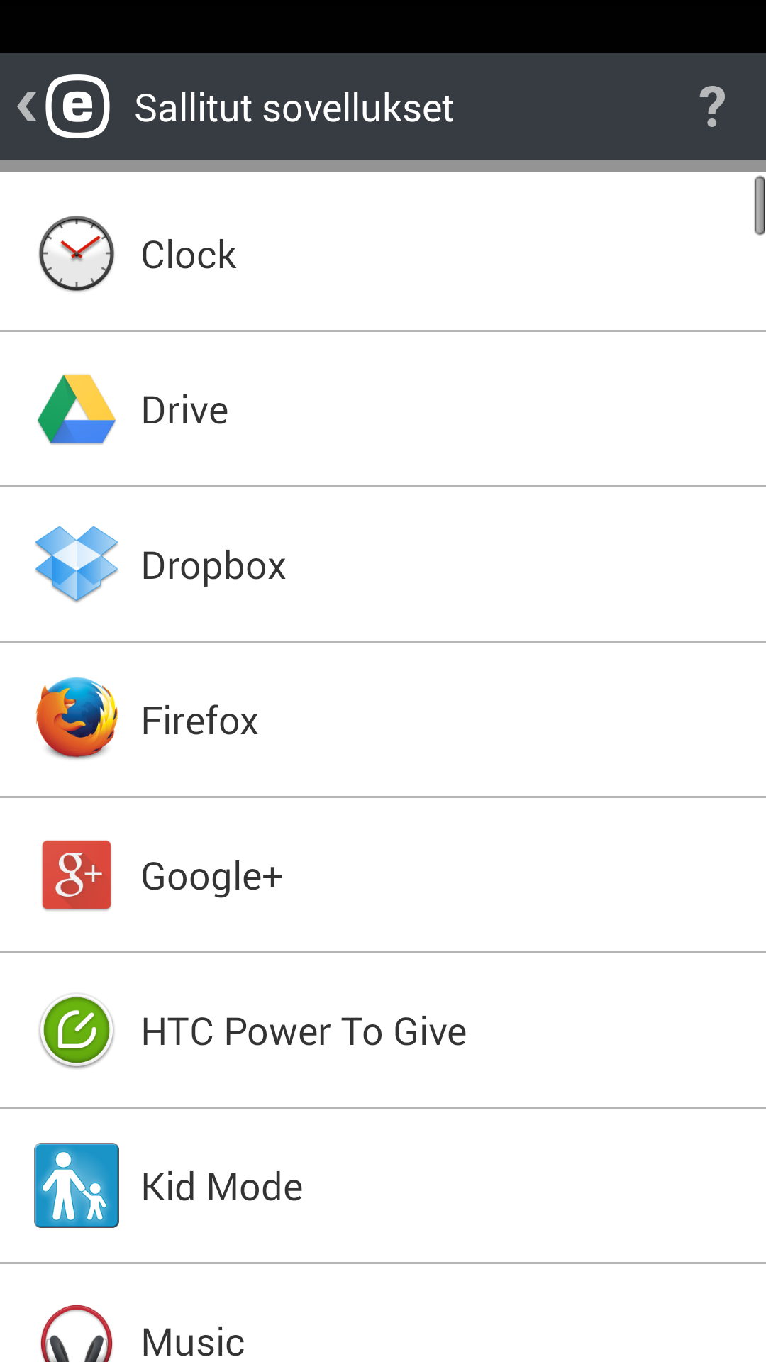 Sallitut sovellukset