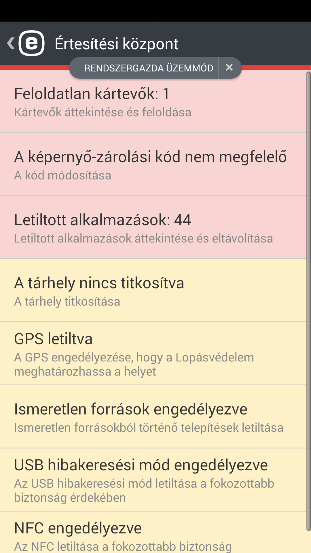 Eszközbeállítási házirend