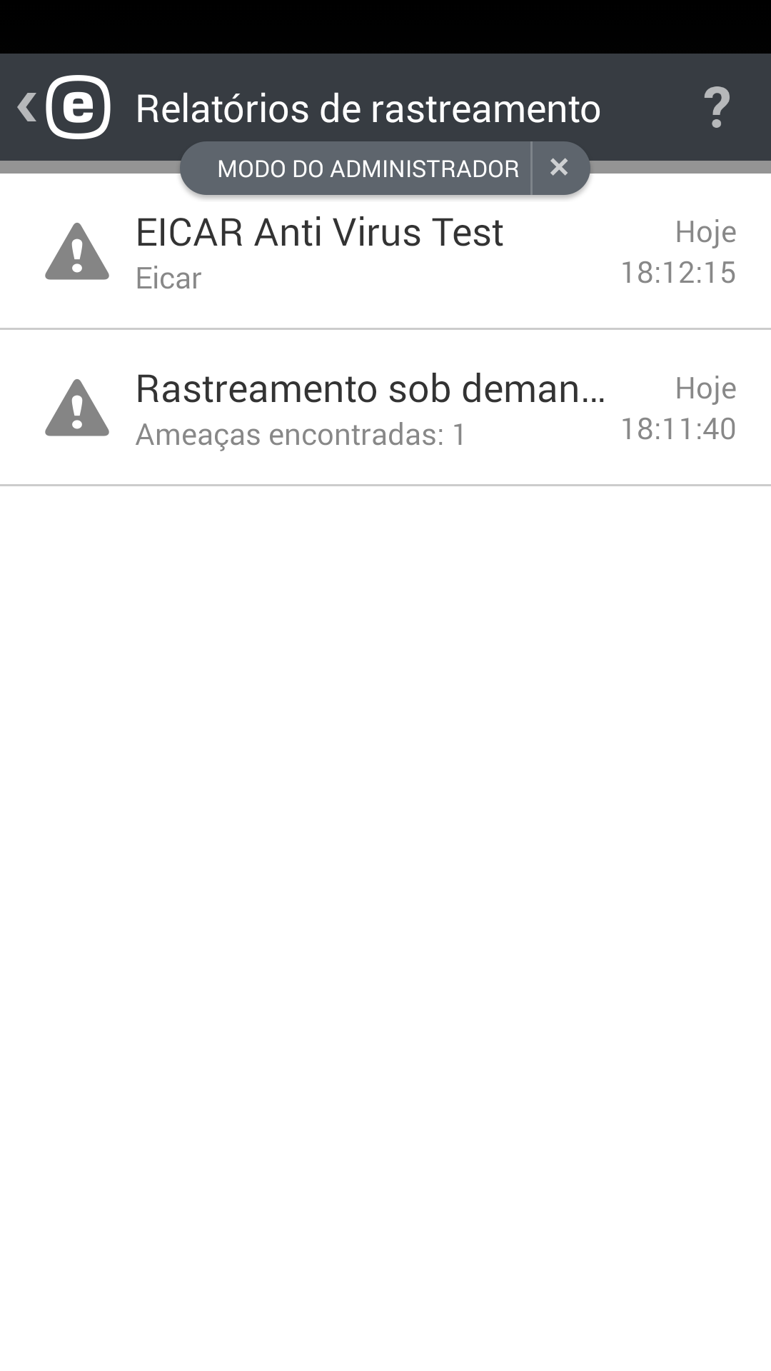 Relatórios do escaneamento