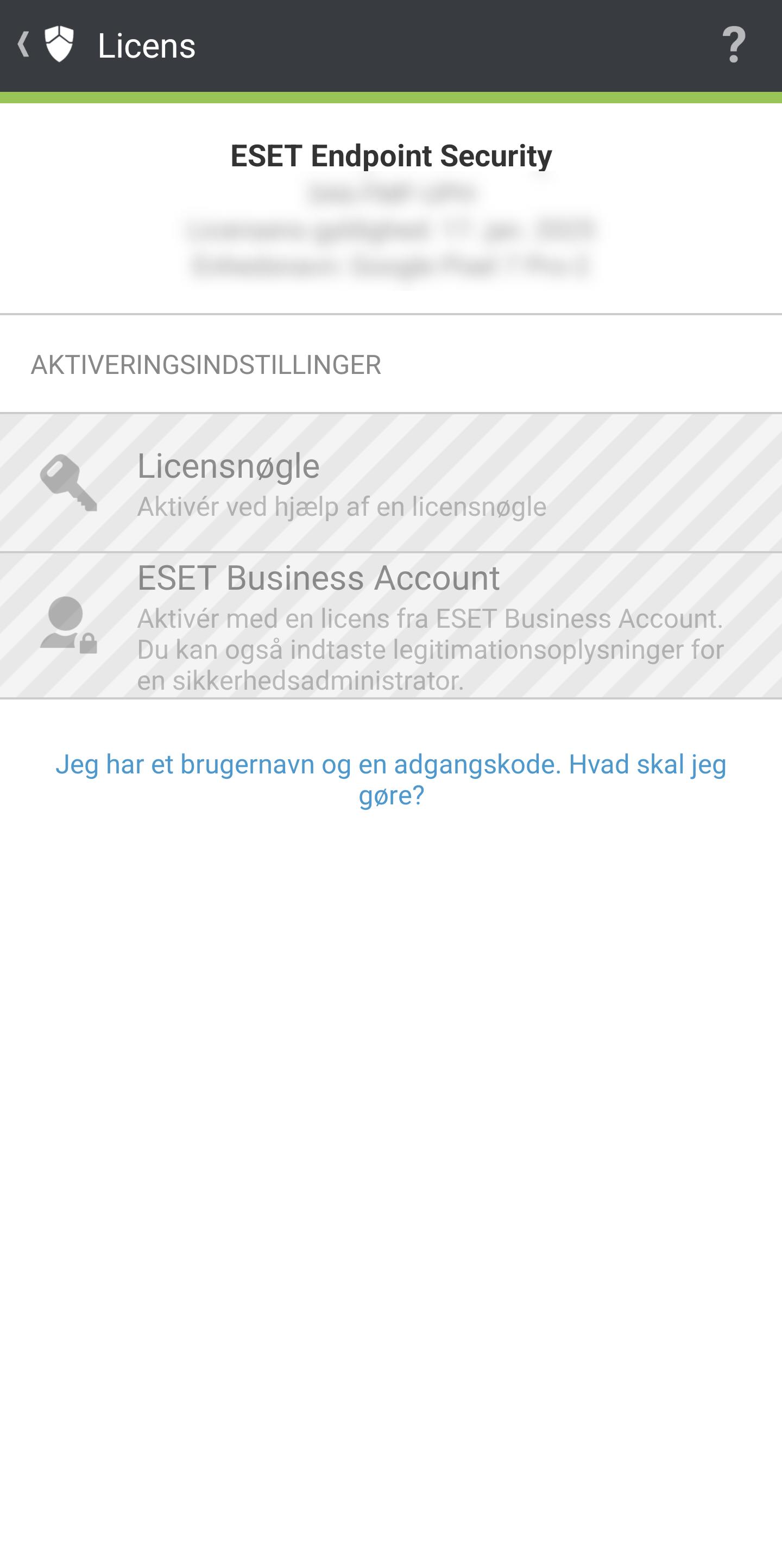 Aktiveringsskærm
