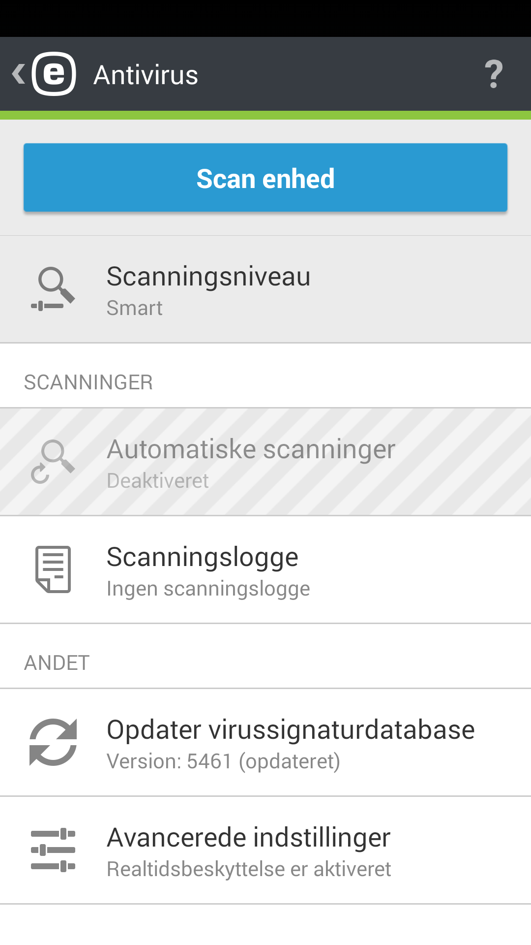 Indstillinger for antivirus