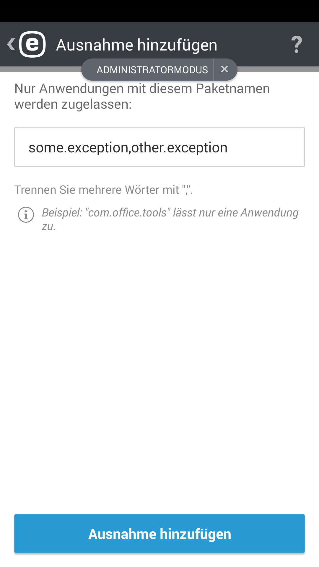 Ausnahme hinzufügen Ausnahme hinzufügen