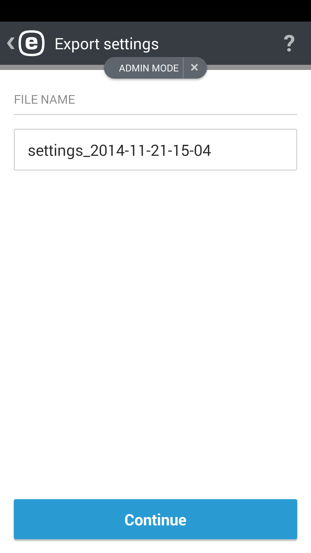 Export settings Export settings