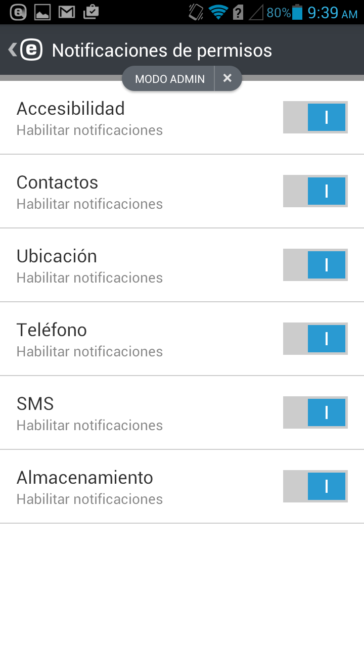 Permisos de notificaciones